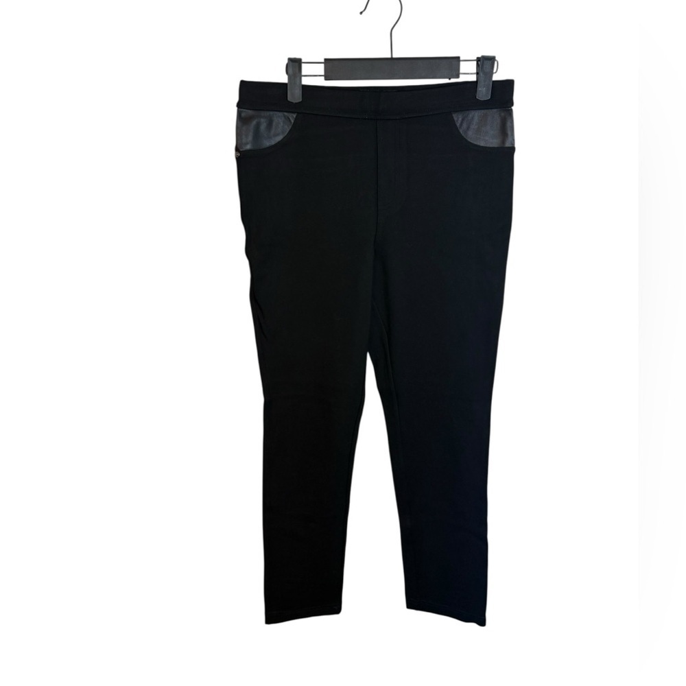 DKNY Jeans Black Pull On Faux Leather Pocket Ponte Pants